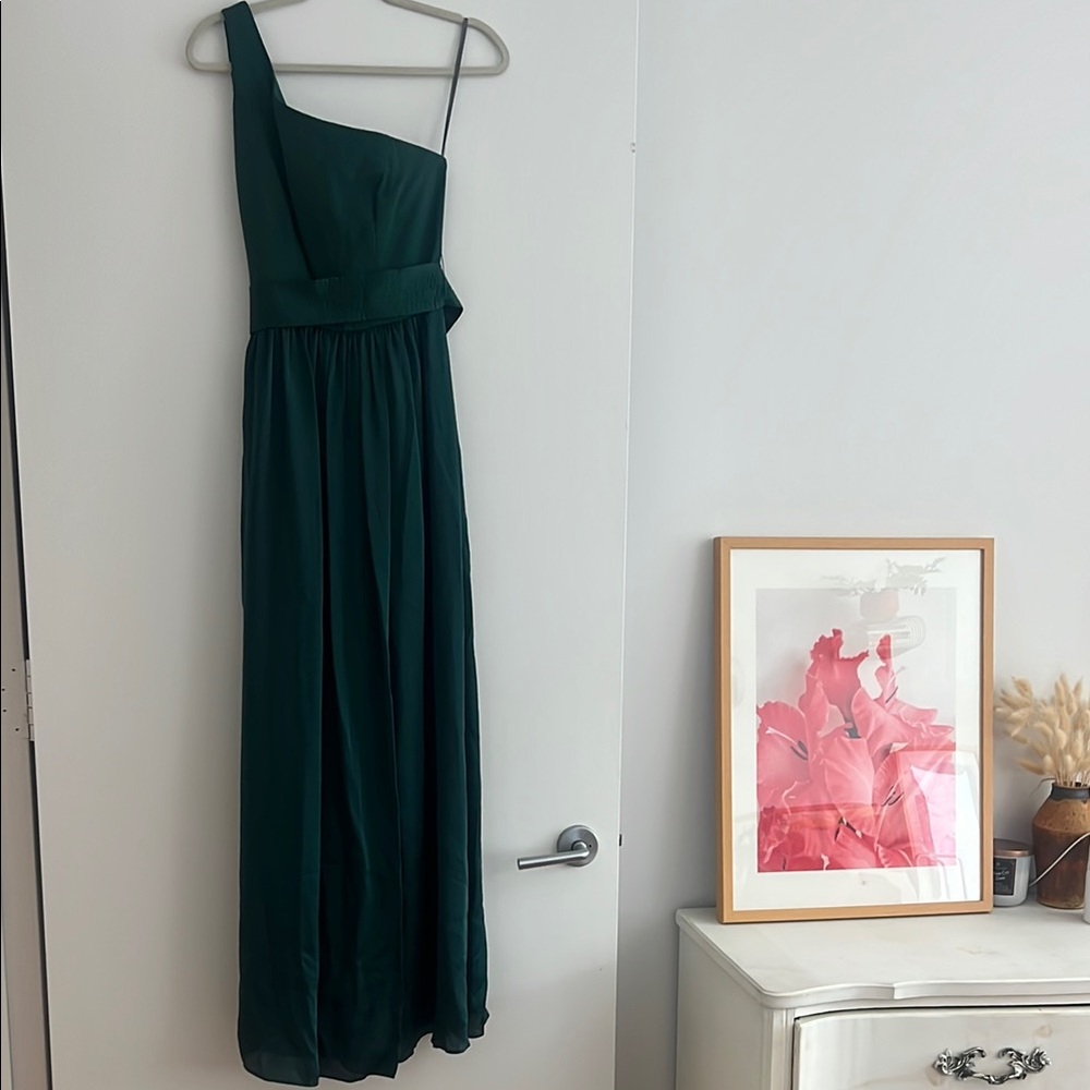 Vera Wang Green One Shoulder Gown for Wedding Guest